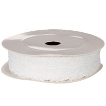 Article Ruban décoratif en coton motif dentelle en rouleau 25 mm x 10 m blanc