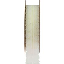 Article Ruban dentelle coeurs ruban décoratif dentelle crème 25mm 15m