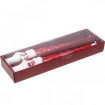 Article Bougie conique bonhomme de neige Noël rouge 26cm 2pcs