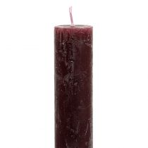 Article Bougies coniques couleur unie bordeaux 34mm x 240mm 4pcs