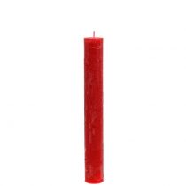 Article Bougies coniques teintes en rouge 34mm x 240mm 4 pcs