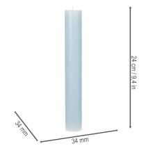 Article Lot de 4 bougies chandelles bleu clair en cire 34 x 240 mm