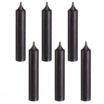 Article Bougies coniques petites bougies courtes noires 110mm Ø21mm 6 pcs bouquet