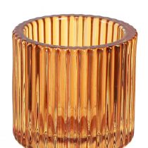 Article Lot de 4 bougeoirs en verre orange pour bougies et photophores - H 8 cm