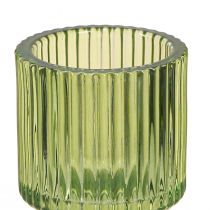 Article Lot de 4 Porte-Bougies Vert en Verre 8 cm