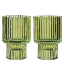 Article Bougeoir bâton verre photophore vert H8cm 4 pcs