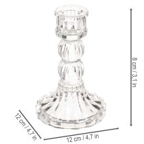 Article Bougeoir en verre transparent 12 cm – Lot de 2