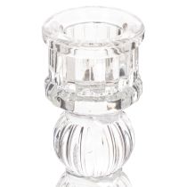Article Bougeoir en verre transparent 12 cm – Lot de 2