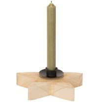 Article Chandelier étoile en bois 16 cm pour bougies fines