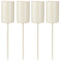 Article Bougeoir en métal sur piquet, beige, H11cm, 4 pièces