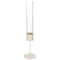 Article Chandelier moderne en métal et verre avec cylindre 45 cm taupe