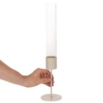 Article Chandelier moderne en métal et verre avec cylindre 45 cm taupe