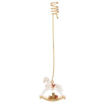 Article Porte-bougies de sapin de Noël cheval à bascule en métal et plastique 20 cm or 3 pièces