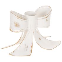 Article Chandelier Bougeoir Métal Blanc Nœud Vintage 12 cm
