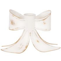Article Chandelier Bougeoir Métal Blanc Nœud Vintage 12 cm