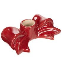 Article Porte-bougies en céramique rouge en forme de nœud pour bougies longues, 11 cm, lot de 2
