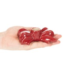 Article Porte-bougies en céramique rouge en forme de nœud pour bougies longues, 11 cm, lot de 2