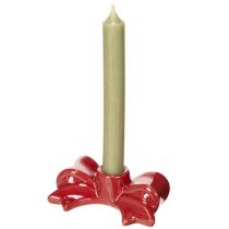 Article Porte-bougies en céramique rouge en forme de nœud pour bougies longues, 11 cm, lot de 2