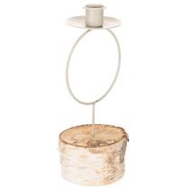Article Chandelier en bois de bouleau avec anneau métallique 20 cm