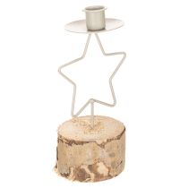 Article Chandelier étoile avec socle en bois, métal argenté, 20 cm