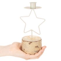 Article Chandelier Étoile avec Socle en Bois pour Bougie Hauteur 20 cm