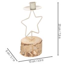 Article Chandelier Étoile avec Socle en Bois pour Bougie Hauteur 20 cm
