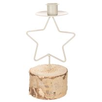 Article Chandelier Étoile avec Socle en Bois pour Bougie Hauteur 20 cm