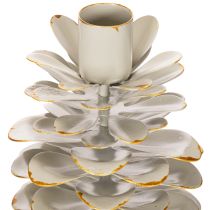 Article Chandelier en céramique motif pomme de pin blanc et doré 17 cm