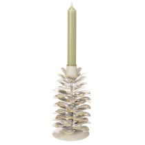 Article Chandelier en céramique motif pomme de pin blanc et doré 17 cm