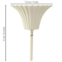 Article Lot de 4 bougeoirs à piquer en forme de fleur, couleur crème, 11 cm