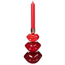 Article Bougeoir en forme de lèvres brillantes, design moderne, 21 cm