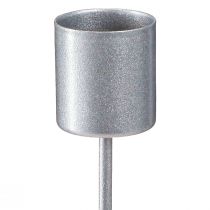 Article Bougeoir à piquer Pour chandelles Gris argenté H11cm 16 pcs
