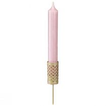 Article Bougeoir pour chandelle à piquer Or mat Ø24mm H10cm 4 pcs