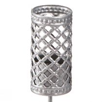 Article Porte-bougies sur pied, gris argenté, Ø 22 mm, H 10 cm, lot de 4