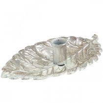 Article Bougeoir assiette feuille argent 22x13.5x5.5cm