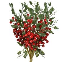 Article Branche de houx de Noël baies Ilex artificiel 45 cm 6 pcs