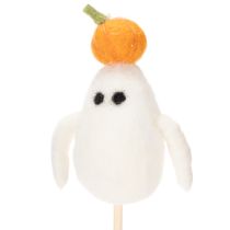 Article Figurines fantômes sur bâton en bois 54 cm décoration Halloween - Lot de 8