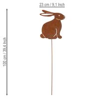 Article Piquet de jardin en métal en forme de lapin, élément décoratif rustique pour massifs et fleurs, 100 cm, lot de 2
