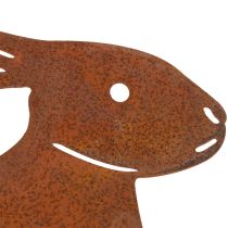 Article Piquet de jardin en métal en forme de lapin, élément décoratif rustique pour massifs et fleurs, 100 cm, lot de 2