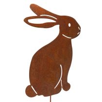 Article Piquet de jardin en métal en forme de lapin, élément décoratif rustique pour massifs et fleurs, 100 cm, lot de 2
