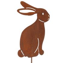 Article Décoration de Jardin Lapin en Métal Effet Rouille 80 cm - Lot de 4
