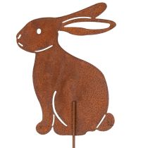 Article Décoration de Jardin Lapin en Métal Effet Rouille 80 cm - Lot de 4