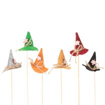 Article Décorations sur pique chapeau de sorcière en feutrine 28 cm lot de 12