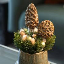 Article Lot de 2 champignons morilles décoratifs en céramique avec tige – 13 cm