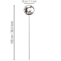 Article Décoration extérieure en métal - Motif cerfs et sapin - 100 cm