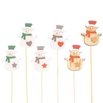 Article Lot de 12 piques en bois avec motif bonhomme de neige pour décorations florales, 31 cm