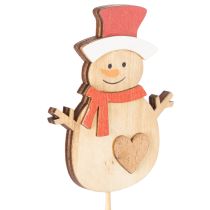 Article Lot de 12 piques en bois avec motif bonhomme de neige pour décorations florales, 31 cm