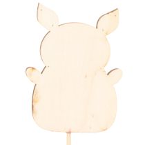 Article Décorations sur tiges en bois motif cochon 31 cm, set de 16