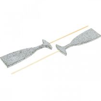 Article Décoration du Nouvel An verre à champagne bouchons de fleurs en argent 9cm 18 pcs