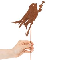 Article Figurine Décorative en Métal Rouillé - Oiseau sur Tige 52 cm
